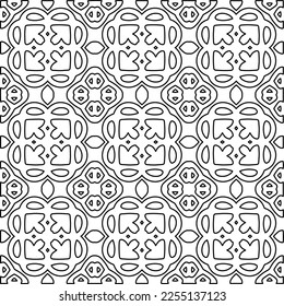 Stylish texture with figures from lines.
Abstract geometric black and white pattern for web page, textures, card, poster, fabric, textile. Monochrome graphic repeating design. 