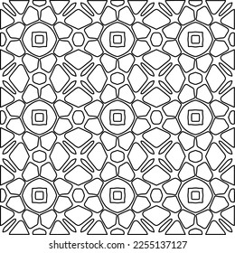 Stylish texture with figures from lines.
Abstract geometric black and white pattern for web page, textures, card, poster, fabric, textile. Monochrome graphic repeating design. 