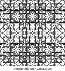 Stylish texture with figures from lines.
Abstract geometric black and white pattern for web page, textures, card, poster, fabric, textile. Monochrome graphic repeating design.