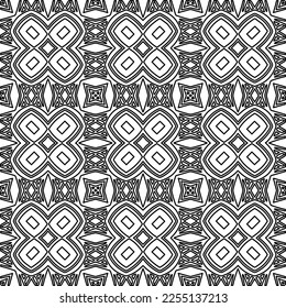 Stylish texture with figures from lines.
Abstract geometric black and white pattern for web page, textures, card, poster, fabric, textile. Monochrome graphic repeating design. 