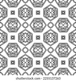 Stylish texture with figures from lines.
Abstract geometric black and white pattern for web page, textures, card, poster, fabric, textile. Monochrome graphic repeating design. 