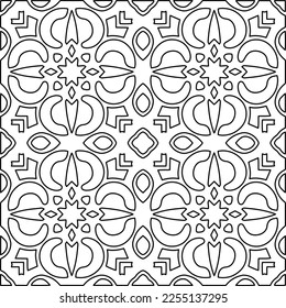 Stylish texture with figures from lines.
Abstract geometric black and white pattern for web page, textures, card, poster, fabric, textile. Monochrome graphic repeating design. 