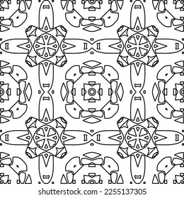 Stylish texture with figures from lines.
Abstract geometric black and white pattern for web page, textures, card, poster, fabric, textile. Monochrome graphic repeating design. 