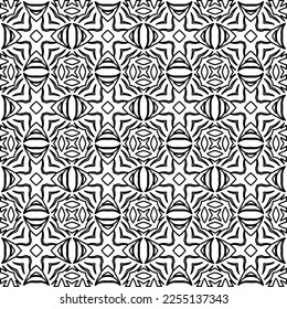 Stylish texture with figures from lines.
Abstract geometric black and white pattern for web page, textures, card, poster, fabric, textile. Monochrome graphic repeating design. 
