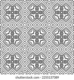Stylish texture with figures from lines.
Abstract geometric black and white pattern for web page, textures, card, poster, fabric, textile. Monochrome graphic repeating design. 