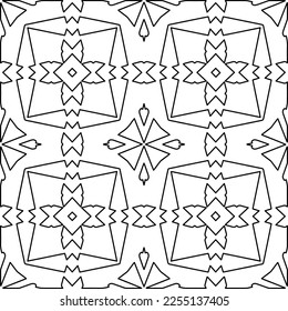 Stylish texture with figures from lines.
Abstract geometric black and white pattern for web page, textures, card, poster, fabric, textile. Monochrome graphic repeating design. 