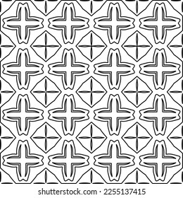 Stylish texture with figures from lines.
Abstract geometric black and white pattern for web page, textures, card, poster, fabric, textile. Monochrome graphic repeating design. 