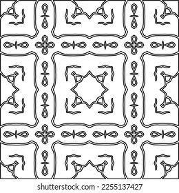 Stylish texture with figures from lines.
Abstract geometric black and white pattern for web page, textures, card, poster, fabric, textile. Monochrome graphic repeating design. 