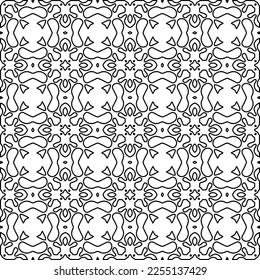 Stylish texture with figures from lines.
Abstract geometric black and white pattern for web page, textures, card, poster, fabric, textile. Monochrome graphic repeating design.