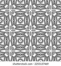 Stylish texture with figures from lines.
Abstract geometric black and white pattern for web page, textures, card, poster, fabric, textile. Monochrome graphic repeating design. 