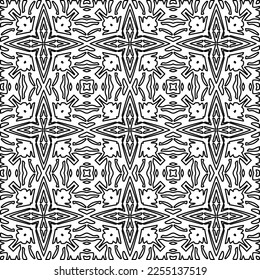 Stylish texture with figures from lines.
Abstract geometric black and white pattern for web page, textures, card, poster, fabric, textile. Monochrome graphic repeating design. 