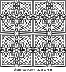 Stylish texture with figures from lines.
Abstract geometric black and white pattern for web page, textures, card, poster, fabric, textile. Monochrome graphic repeating design. 