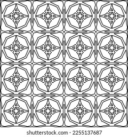 Stylish texture with figures from lines.
Abstract geometric black and white pattern for web page, textures, card, poster, fabric, textile. Monochrome graphic repeating design. 