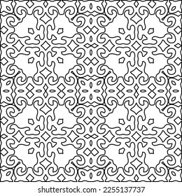 Stylish texture with figures from lines.
Abstract geometric black and white pattern for web page, textures, card, poster, fabric, textile. Monochrome graphic repeating design.