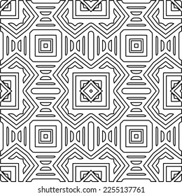 Stylish texture with figures from lines.
Abstract geometric black and white pattern for web page, textures, card, poster, fabric, textile. Monochrome graphic repeating design. 