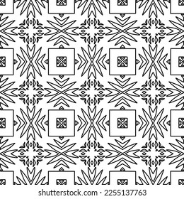 Stylish texture with figures from lines.
Abstract geometric black and white pattern for web page, textures, card, poster, fabric, textile. Monochrome graphic repeating design. 