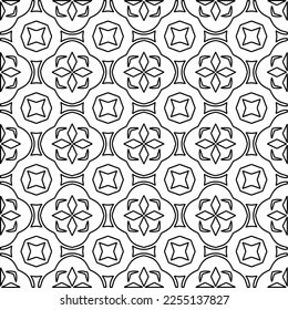 Stylish texture with figures from lines.
Abstract geometric black and white pattern for web page, textures, card, poster, fabric, textile. Monochrome graphic repeating design. 