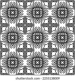 Stylish texture with figures from lines.
Abstract geometric black and white pattern for web page, textures, card, poster, fabric, textile. Monochrome graphic repeating design. 