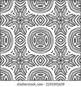 Stylish texture with figures from lines.
Abstract geometric black and white pattern for web page, textures, card, poster, fabric, textile. Monochrome graphic repeating design. 
