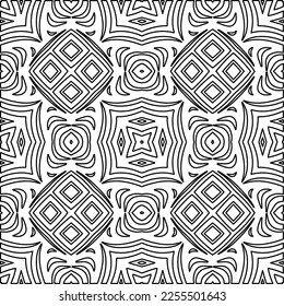Stylish texture with figures from lines.
Abstract geometric black and white pattern for web page, textures, card, poster, fabric, textile. Monochrome graphic repeating design. 