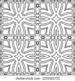 Stylish texture with figures from lines.
Abstract geometric black and white pattern for web page, textures, card, poster, fabric, textile. Monochrome graphic repeating design. 