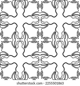 Stylish texture with figures from lines.
Abstract geometric black and white pattern for web page, textures, card, poster, fabric, textile. Monochrome graphic repeating design. 