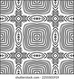 Stylish texture with figures from lines.
Abstract geometric black and white pattern for web page, textures, card, poster, fabric, textile. Monochrome graphic repeating design. 