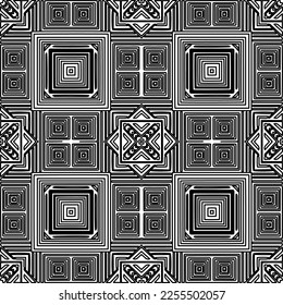 Stylish texture with figures from lines.
Abstract geometric black and white pattern for web page, textures, card, poster, fabric, textile. Monochrome graphic repeating design. 