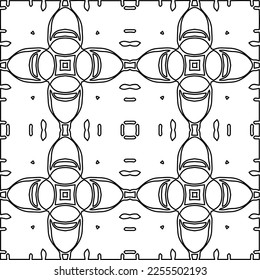 Stylish texture with figures from lines.
Abstract geometric black and white pattern for web page, textures, card, poster, fabric, textile. Monochrome graphic repeating design. 