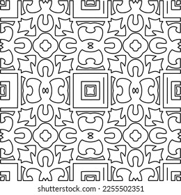 Stylish texture with figures from lines.
Abstract geometric black and white pattern for web page, textures, card, poster, fabric, textile. Monochrome graphic repeating design. 