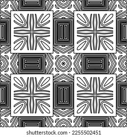 Stylish texture with figures from lines.
Abstract geometric black and white pattern for web page, textures, card, poster, fabric, textile. Monochrome graphic repeating design. 