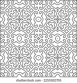 Stylish texture with figures from lines.
Abstract geometric black and white pattern for web page, textures, card, poster, fabric, textile. Monochrome graphic repeating design. 