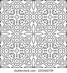 Stylish texture with figures from lines.
Abstract geometric black and white pattern for web page, textures, card, poster, fabric, textile. Monochrome graphic repeating design. 