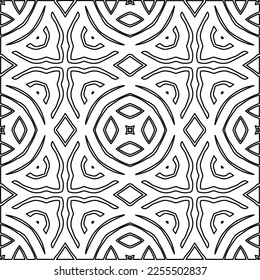 Stylish texture with figures from lines.
Abstract geometric black and white pattern for web page, textures, card, poster, fabric, textile. Monochrome graphic repeating design. 