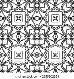 Stylish texture with figures from lines.
Abstract geometric black and white pattern for web page, textures, card, poster, fabric, textile. Monochrome graphic repeating design. 