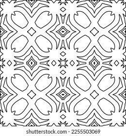 Stylish texture with figures from lines.
Abstract geometric black and white pattern for web page, textures, card, poster, fabric, textile. Monochrome graphic repeating design. 