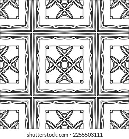 Stylish texture with figures from lines.
Abstract geometric black and white pattern for web page, textures, card, poster, fabric, textile. Monochrome graphic repeating design. 