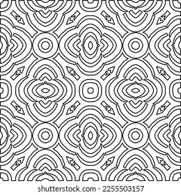 Stylish texture with figures from lines.
Abstract geometric black and white pattern for web page, textures, card, poster, fabric, textile. Monochrome graphic repeating design. 