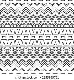 Stylish texture with figures from lines.
Abstract geometric black and white pattern for web page, textures, card, poster, fabric, textile. Monochrome graphic repeating design. 