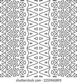 Stylish texture with figures from lines.
Abstract geometric black and white pattern for web page, textures, card, poster, fabric, textile. Monochrome graphic repeating design. 