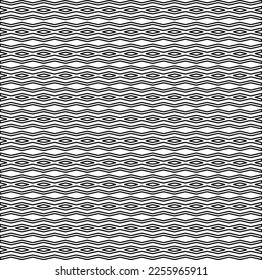 Stylish texture with figures from lines.
Abstract geometric black and white pattern for web page, textures, card, poster, fabric, textile. Monochrome graphic repeating design. 