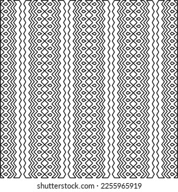 Textura elegante con figuras de líneas.
Resumen de patrones geométricos en blanco y negro para página web, texturas, tarjeta, afiche, tela, textil. Diseño repetitivo gráfico monocromo. 