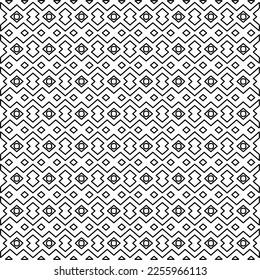 Stylish texture with figures from lines.
Abstract geometric black and white pattern for web page, textures, card, poster, fabric, textile. Monochrome graphic repeating design. 