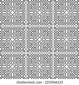 Stylish texture with figures from lines.
Abstract geometric black and white pattern for web page, textures, card, poster, fabric, textile. Monochrome graphic repeating design. 