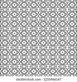 Stylish texture with figures from lines.
Abstract geometric black and white pattern for web page, textures, card, poster, fabric, textile. Monochrome graphic repeating design. 