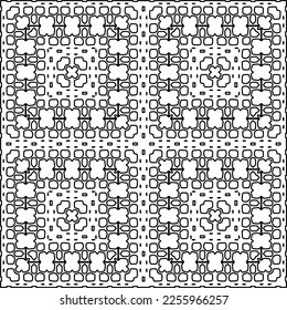 Stylish texture with figures from lines.
Abstract geometric black and white pattern for web page, textures, card, poster, fabric, textile. Monochrome graphic repeating design. 