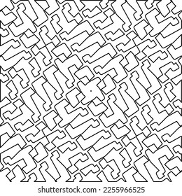 Stylish texture with figures from lines.
Abstract geometric black and white pattern for web page, textures, card, poster, fabric, textile. Monochrome graphic repeating design. 