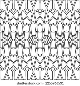 Stylish texture with figures from lines.
Abstract geometric black and white pattern for web page, textures, card, poster, fabric, textile. Monochrome graphic repeating design. 