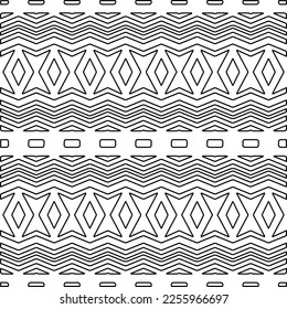 Stylish texture with figures from lines.
Abstract geometric black and white pattern for web page, textures, card, poster, fabric, textile. Monochrome graphic repeating design. 