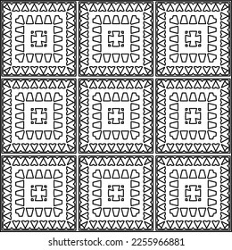 Stylish texture with figures from lines.
Abstract geometric black and white pattern for web page, textures, card, poster, fabric, textile. Monochrome graphic repeating design. 